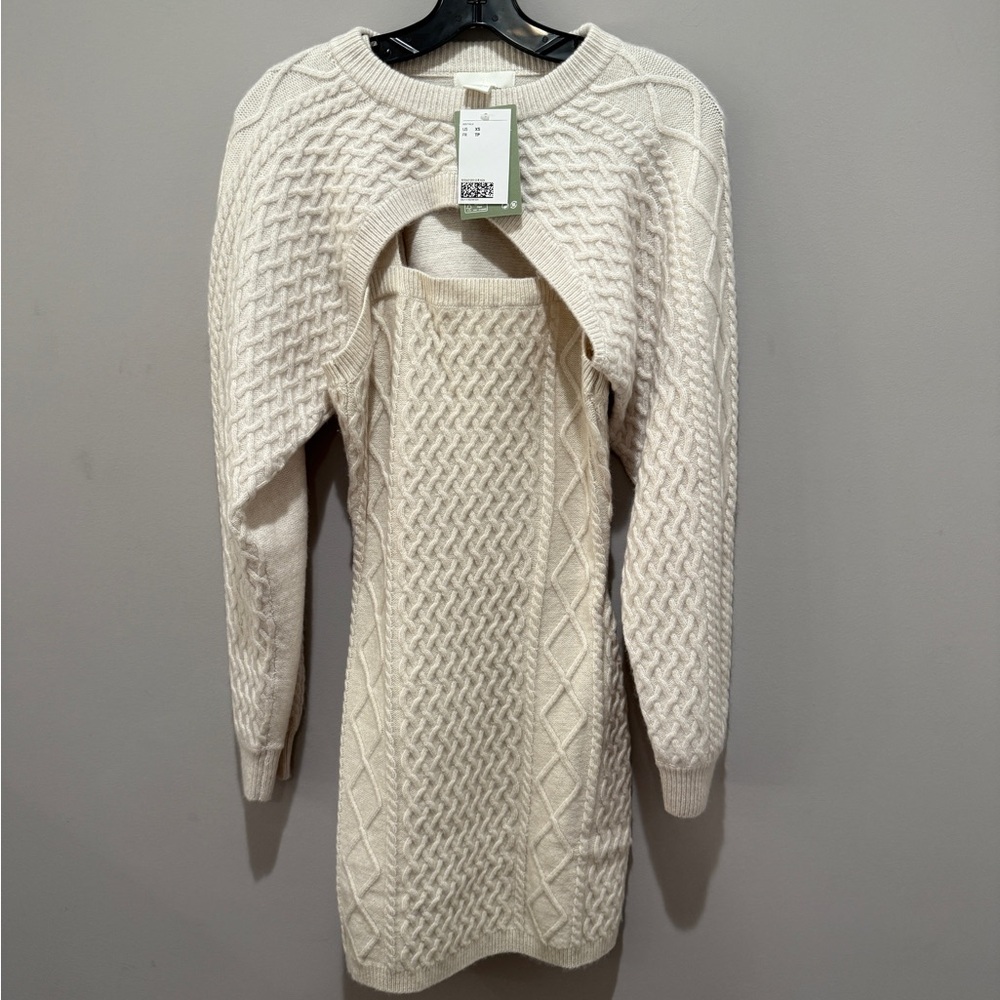 Two Piece Cream Cable Knit Sweater Dress